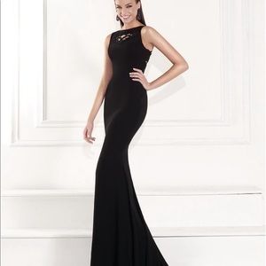 Tarik Ediz 92553 black evening gown with Sheer Back. Worn once.